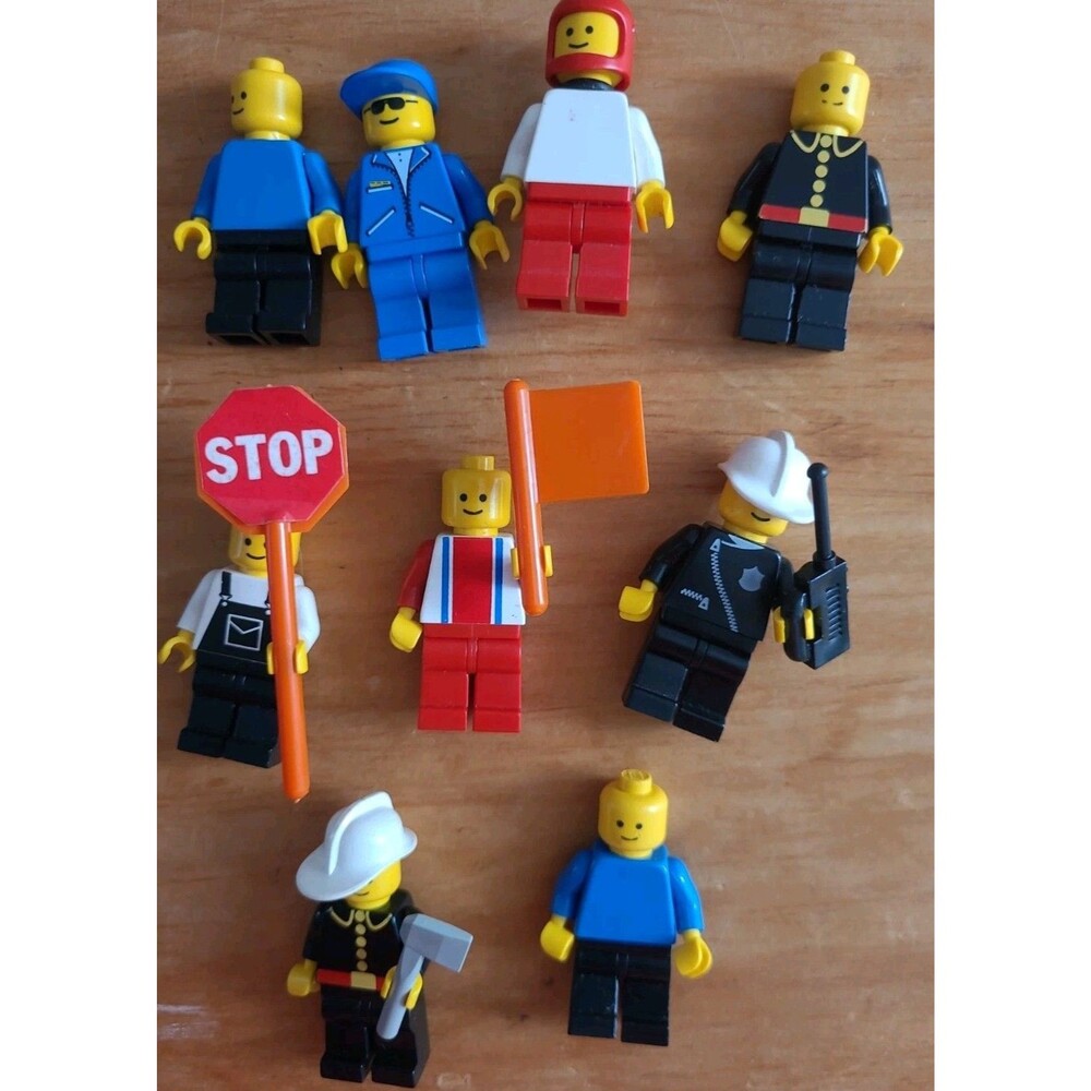 Lot 9 Lego Minifigures Assorted Police Spaceman Firefighters